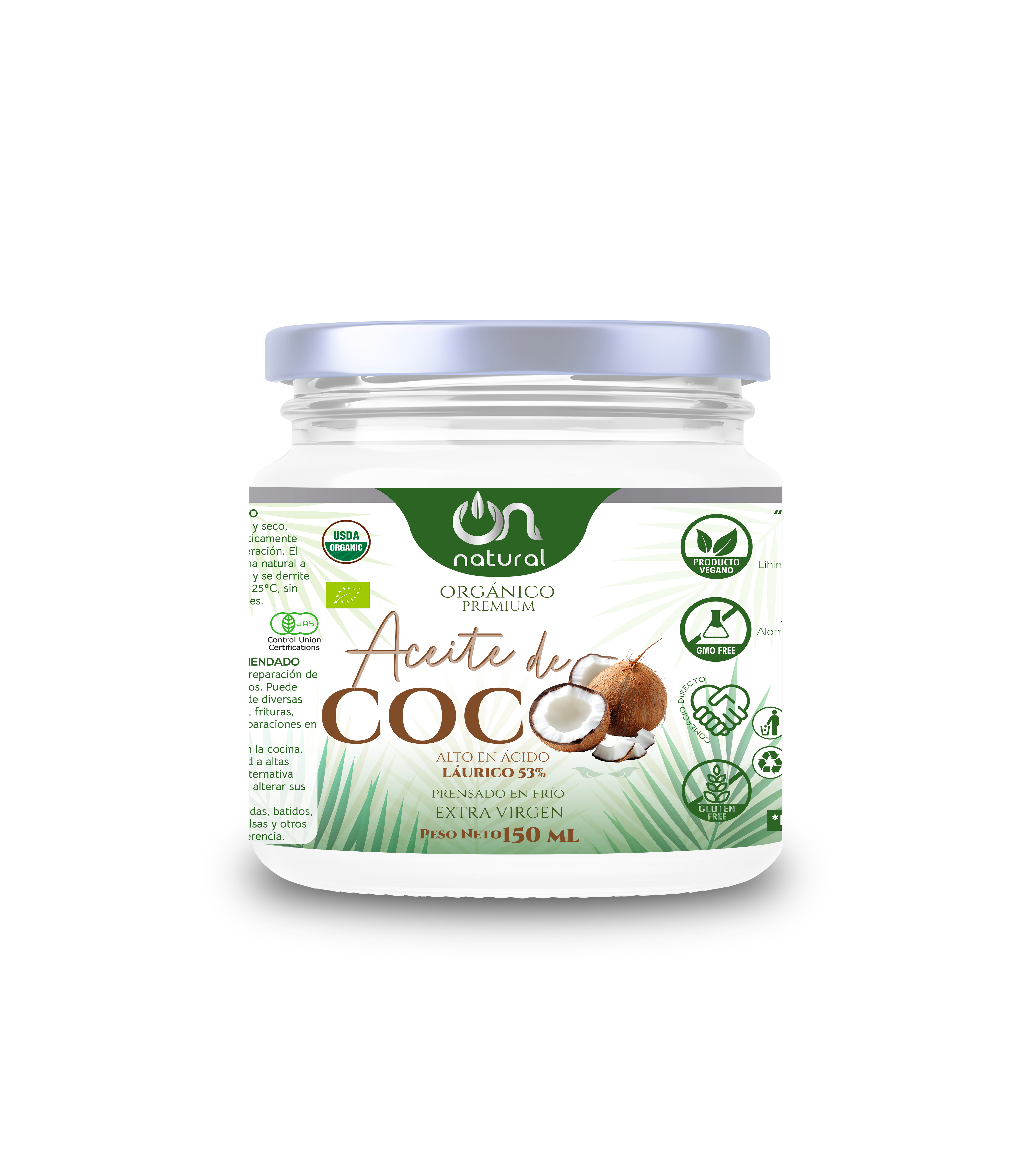 Aceite de coco de  150 Ml (ON  NATURAL)